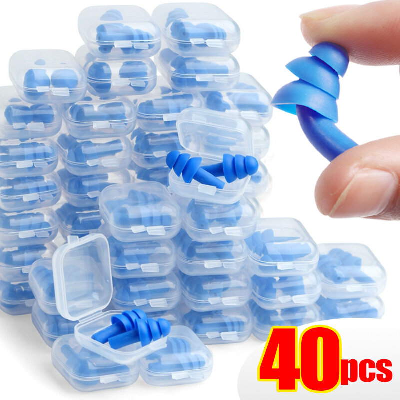 20/1Pair Ear Plugs Sleeping Noise Cancelling Reusable Silicone Sound Block Earplugs Summer Waterproof Swimming Ear Plug With Box