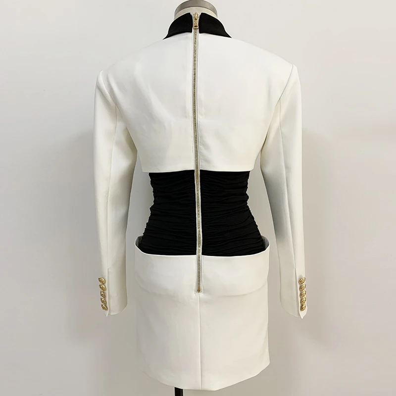 女性用長袖パッチワークドレス,新デザイナー,ポケット付き,カラーブロック,伸縮性ウエスト,2023
