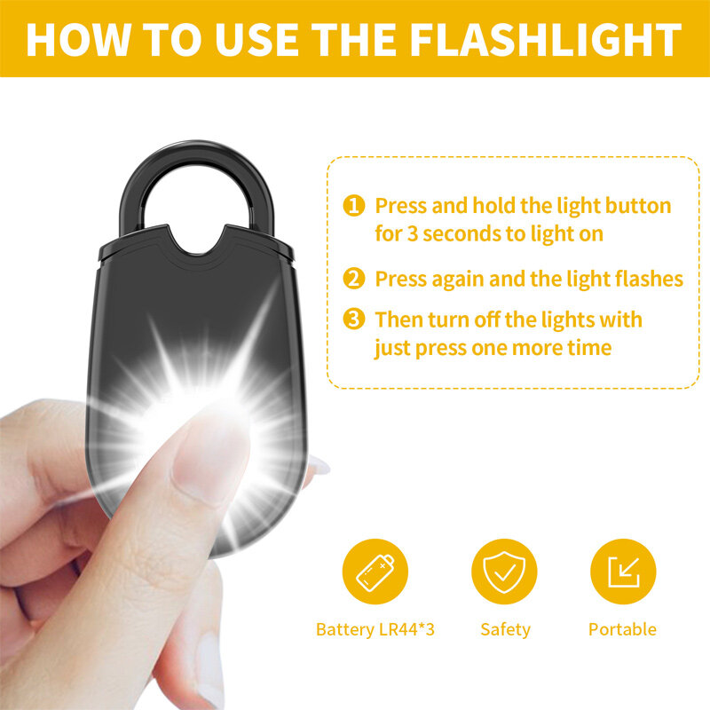 Female Anti-theft Rescue Device 130dB Safe Sound Anti-robbery Alarm LED Lamp Outdoor Climbing Personal Alarm Portable