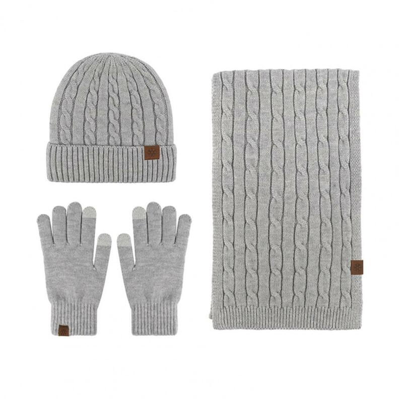 Conjunto de guantes de bufanda de sombrero, accesorios de invierno acogedores, guantes de bufanda de sombrero cálidos para Unisex, elásticos, antideslizantes, a prueba de viento para exteriores