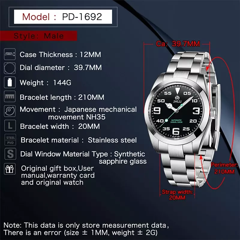 Мужские механические часы Air-King 2024, высококачественные повседневные модные деловые Роскошные водонепроницаемые часы с сапфировым стеклом и покрытием AR
