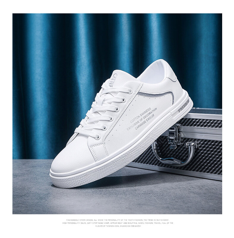 Leder All-Match weiße Schuhe für Männer, Casual Sportschuhe, Designer Slipper, neue Mode, Frühling
