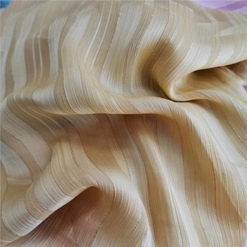 Gold Silk Beauty Strip Chiffon Fabric Diy Hand Sewing