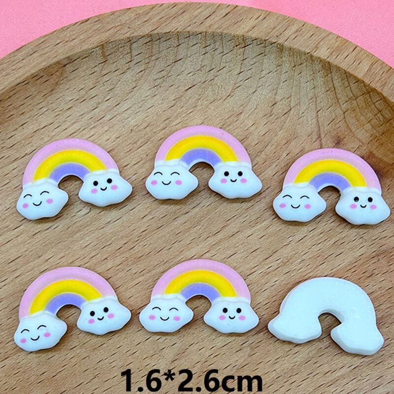 10 Stks/partij 3D Nail Art Charms Resin Leuke Zon Rainbow Cloud Pentagram Maan Knoedel Decoratie Plaksteen Polish Nail Accessoires