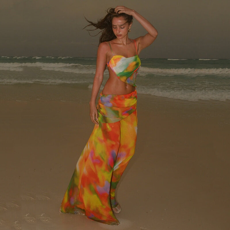 Copricostume in rete vestito Sexy Bikini Set donna costume intero costumi da bagno femminili 2024 costume da bagno Beachwear Summer Maxi Dress