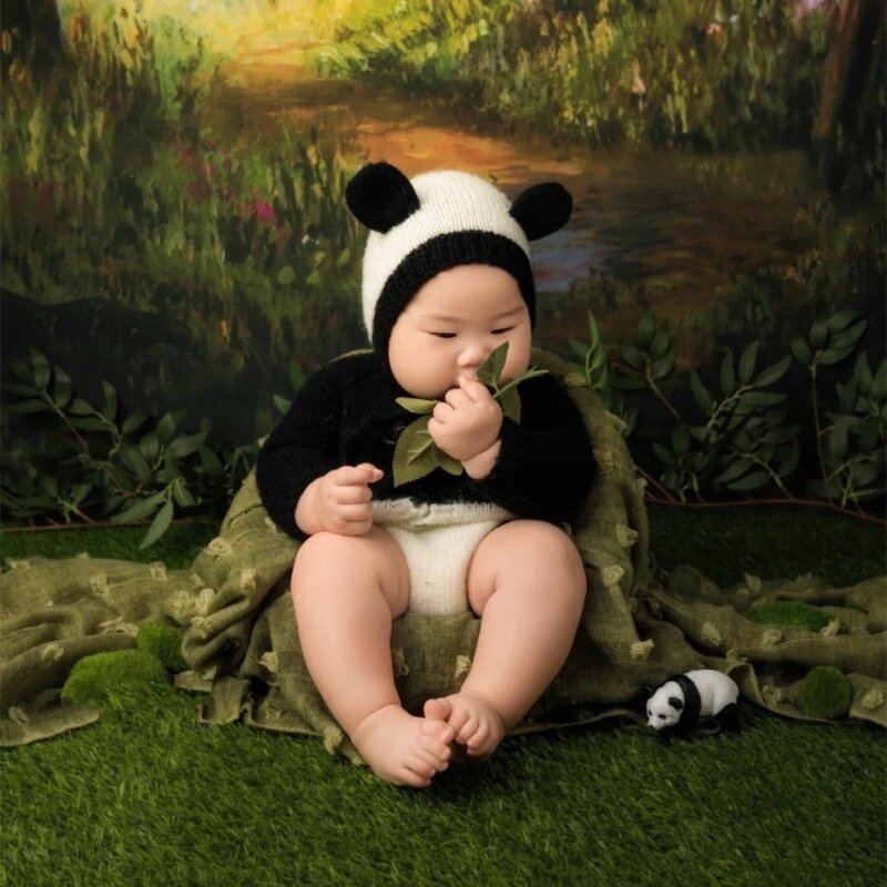 K5DD реквизит для детской фотографии, костюм, комбинезон, шляпа с ушками панды, реквизит для детского душа, вечерние реквизит