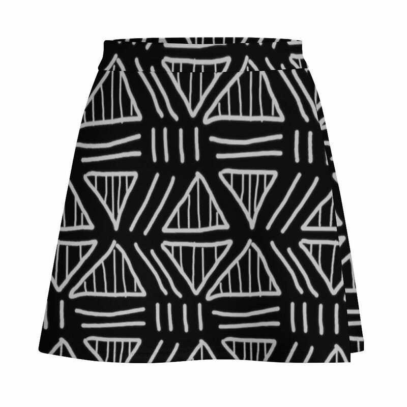 Mudcloth Black and White Mini Skirt womens skirts outfit korean style Women's skirt