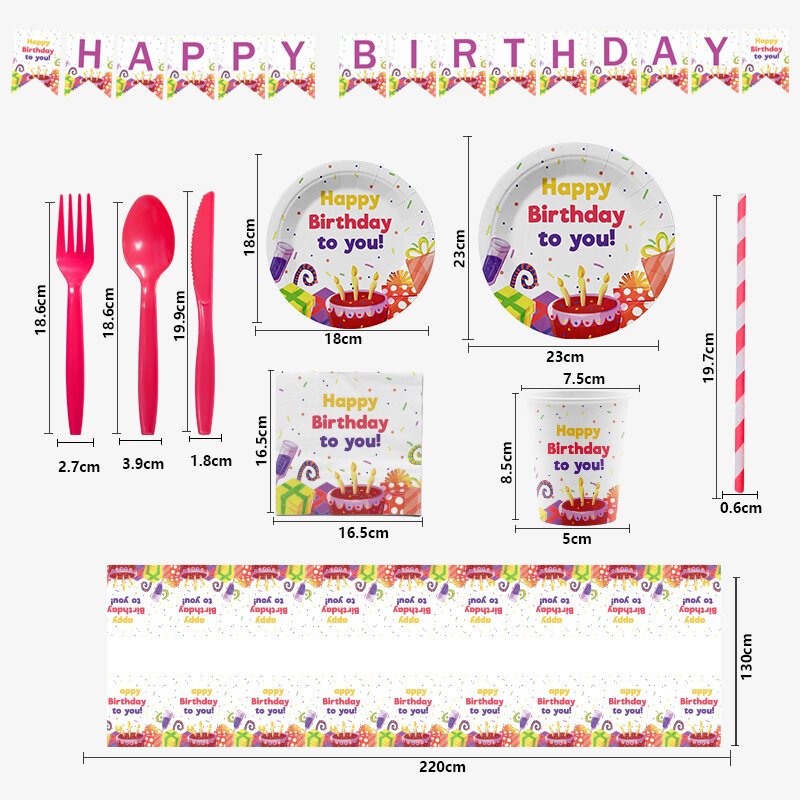10 ospiti Happy Birthday piatti di carta tovaglioli forniture per feste usa e getta Cute Cartoon Cake Prints Girl Boy Decoration Baby Shower