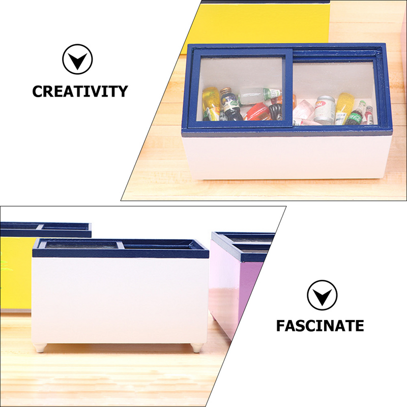 Réfrigérateur en bois simulé pour enfants, jouet, congélateur, fournitures miniatures, meubles de maison