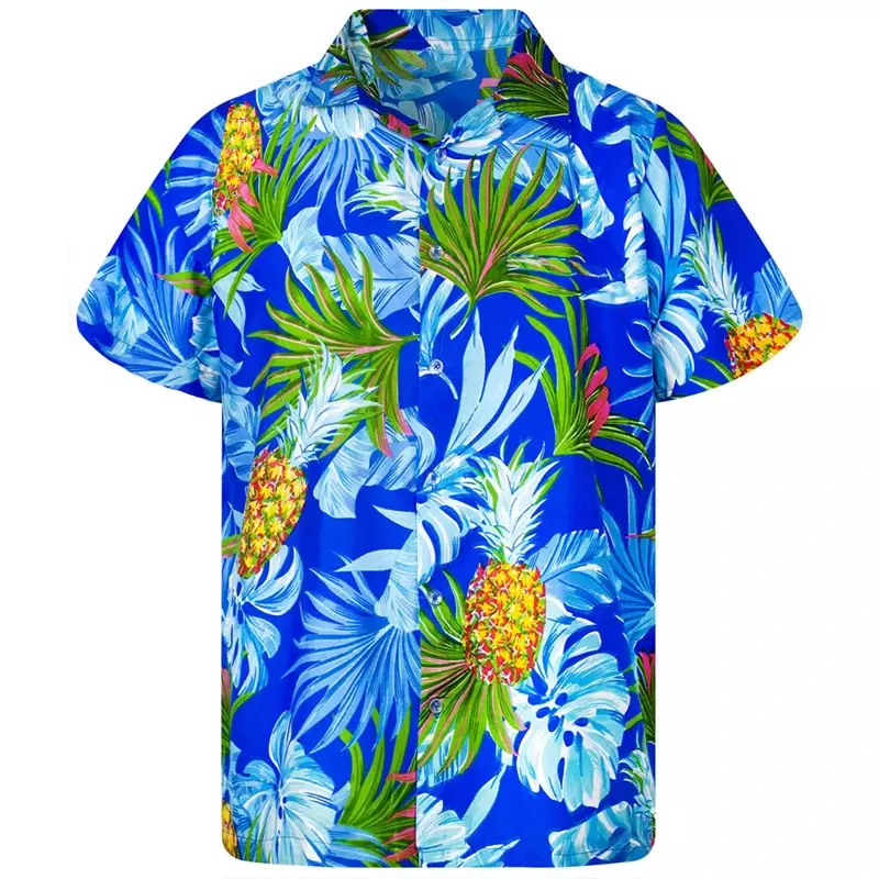 Men's shirt printed lapel summer short-sleeved Hawaiian simple new style daily vacation breathable casual and comfortable