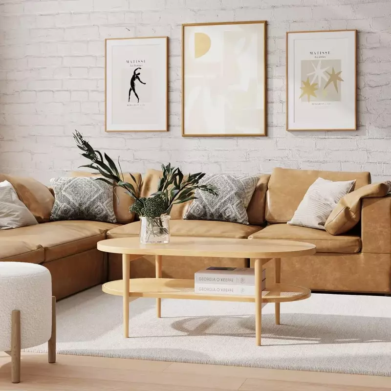 Helle Holz/Rattan Couch tische für Wohnzimmer Tisch Sonia Couch tisch mit Lager regal Möbel Wohn möbel Kaffee Cafe