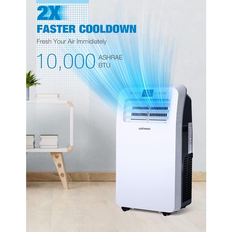 Upstreman UAK06C Portable Air Conditioner, 10000 BTU for Rooms up to 250 Sq.Ft, Remote Control, Auto Cooling, Dehumidifier