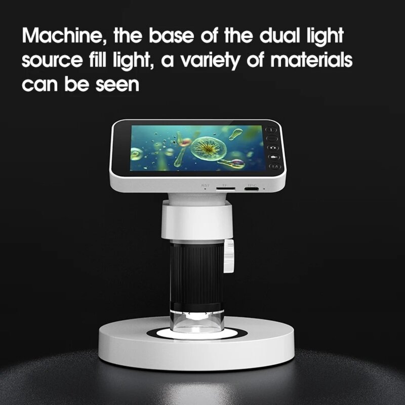 Children's microscope 4-inch LCD digital high-definition microscope children's biological camera with screen stereo photos video