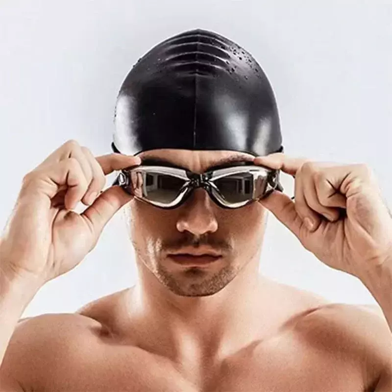 Einteilige Ohr stöpsel Erwachsenen wasserdichte Anti-Fog UV profession elle Schwimm brille Männer Frauen coole versilberte Schwimm ausrüstung