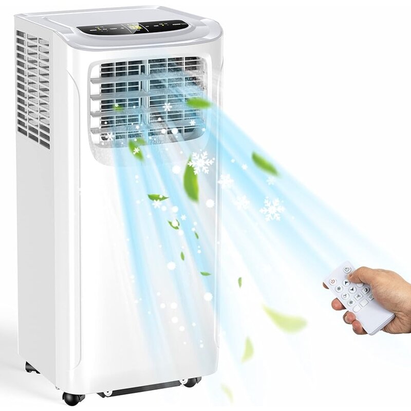 Three in one portable air conditioner with remote control, dehumidifier and fan mode, suitable for rooms below 350 square feet