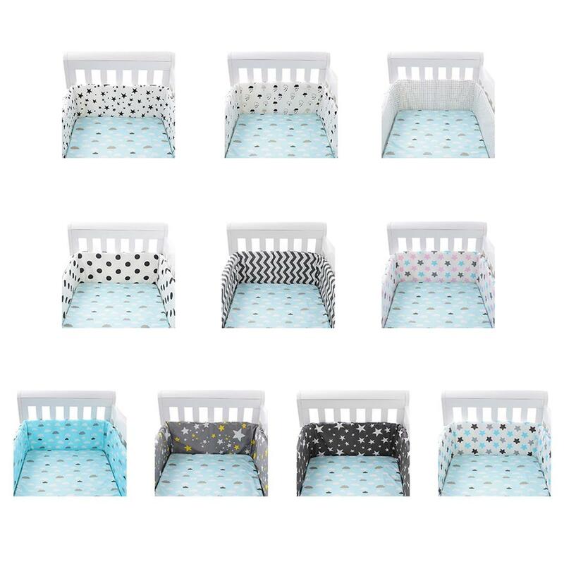 Защитный бампер для подушки с функцией защиты от фотовспышки, съемный дизайн, Аксессуары для младенцев, тканевые бамперы, темно-серые звезды