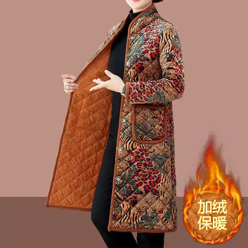 Cappotto invernale in velluto a coste donna piumino invernale nuovo stile coreano lungo donna giacca imbottita in cotone sopra il ginocchio tenere al caldo