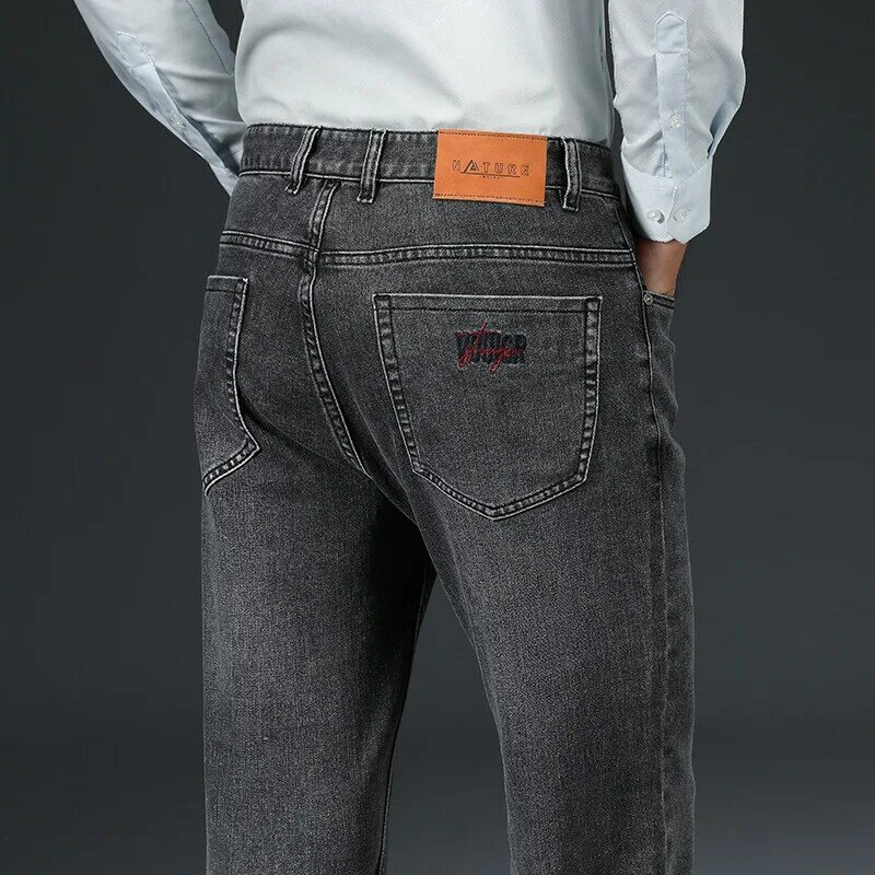 Новинка 2022, зимние и осенние высококачественные мужские повседневные теплые хлопковые брюки, модные мешковатые джинсы