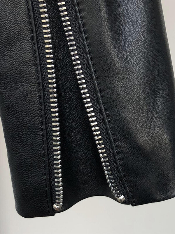 Куртка Nerazzurri женская из искусственной кожи, короткая Байкерская верхняя одежда на молнии, роскошная одежда черного цвета, 5xl 6xl 7xl, весна-осень