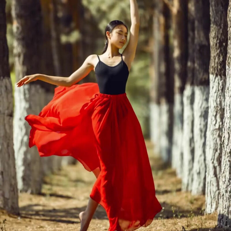 Новинка Осень-зима 2022 Женская юбка фламенко Женская однотонная элегантная длинная юбка для балета и классических танцев
