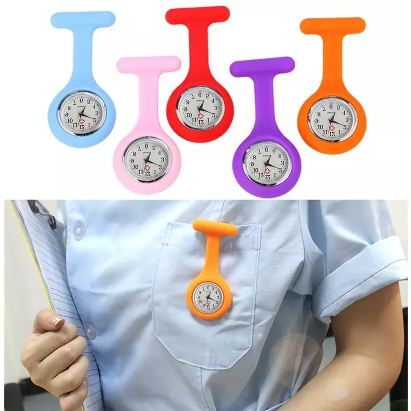 Mode Pocket Horloges Siliconen Verpleegster Horloge Broche Tuniek Fob Horloge Met Gratis Batterij Arts Medische Unisex Horloges Klok