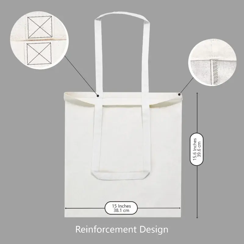 トップデザイン-ランニングショッピング布バッグ、環境にやさしいコットントートバッグ、軽量、中程度の再利用可能、DIYギフトに適しています、192パック