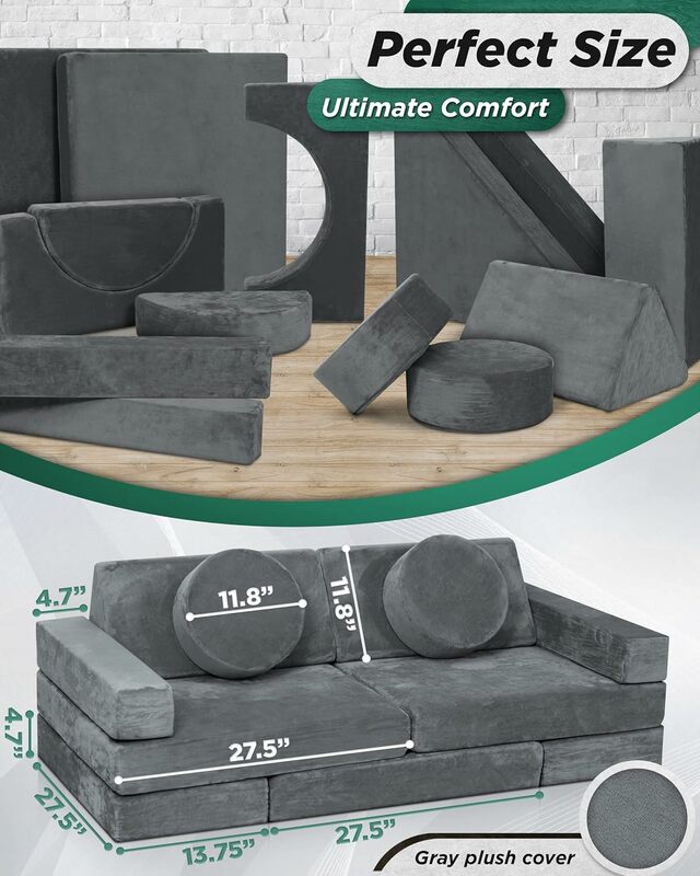 Lunix-sofá Modular de 14 piezas para niños pequeños, mueble seccional para dormitorio y sala de juegos Fortplay, LX15