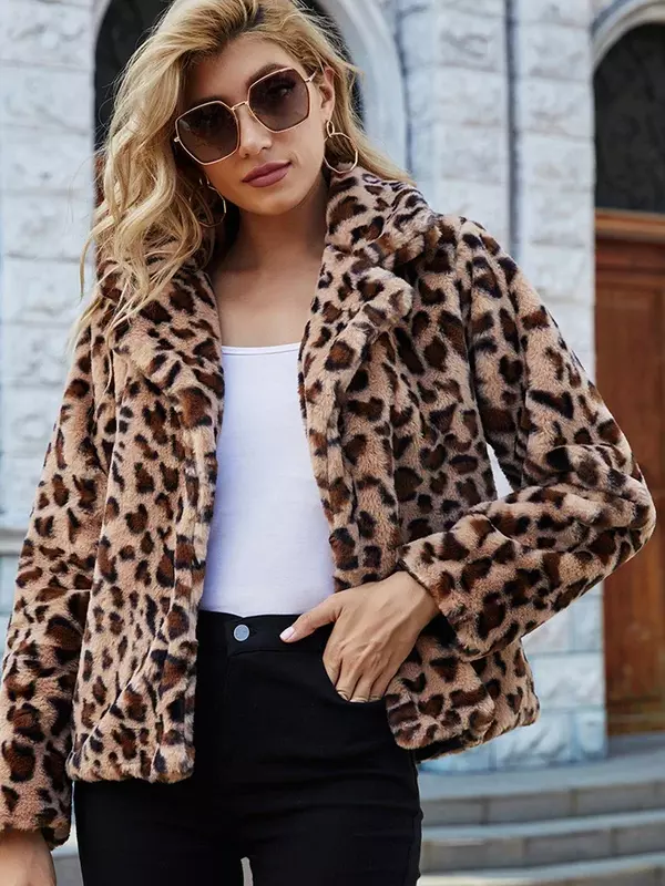 Veste léopard Shaggy pour femme, manteau chaud en fausse fourrure, vestes en fourrure de loisirs, optique moelleux, luxe, hiver, BontAMG, Oupill2023