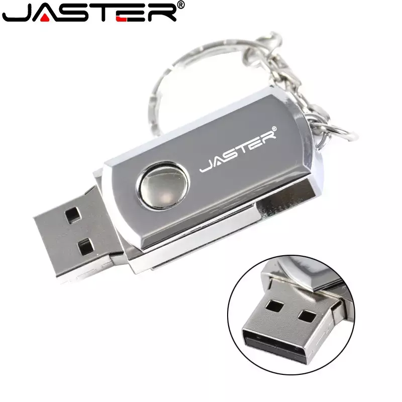JASTER Metal Whirling Pen Drive Real Capacity Flash Drives 128GB Memory Stick 64GB Free Key Chain  Usb Stick U Disk Waterproof
