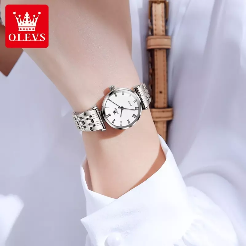 Элегантные женские часы OLEVS 5592, высококачественные оригинальные водонепроницаемые кварцевые часы из нержавеющей стали, классические простые женские часы с платьем