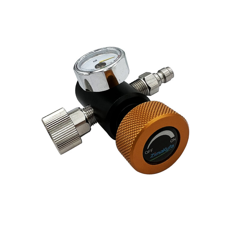 Air Refilling Adapter Fill Station On/Off Aadaptor W/ 8mm Quick Charging,3000psi/5000psi Pressure Gauge For G1/2-14 Tank Valves