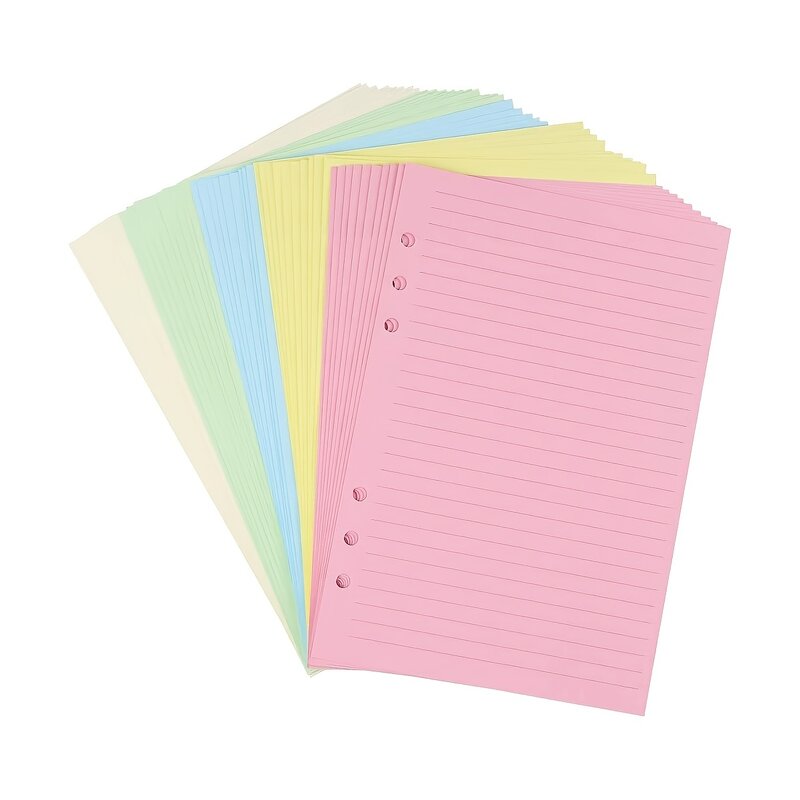 MOHAMM-разноцветные вставки в линейку с 6 отверстиями, папка-органайзер личного размера, A5, A6, 50 листов