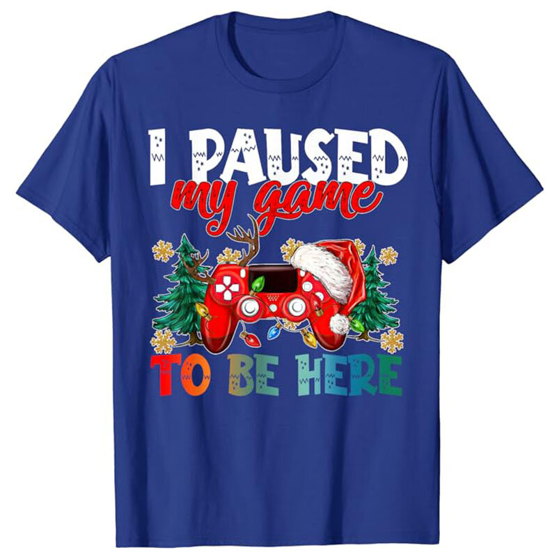 추한 땀 나는 크리스마스 소년 소녀 티셔츠, 유머, 재미있는 크리스마스 코스튬 선물, 패션 게이머, Y2k 탑, 내 게임을 일시 중지