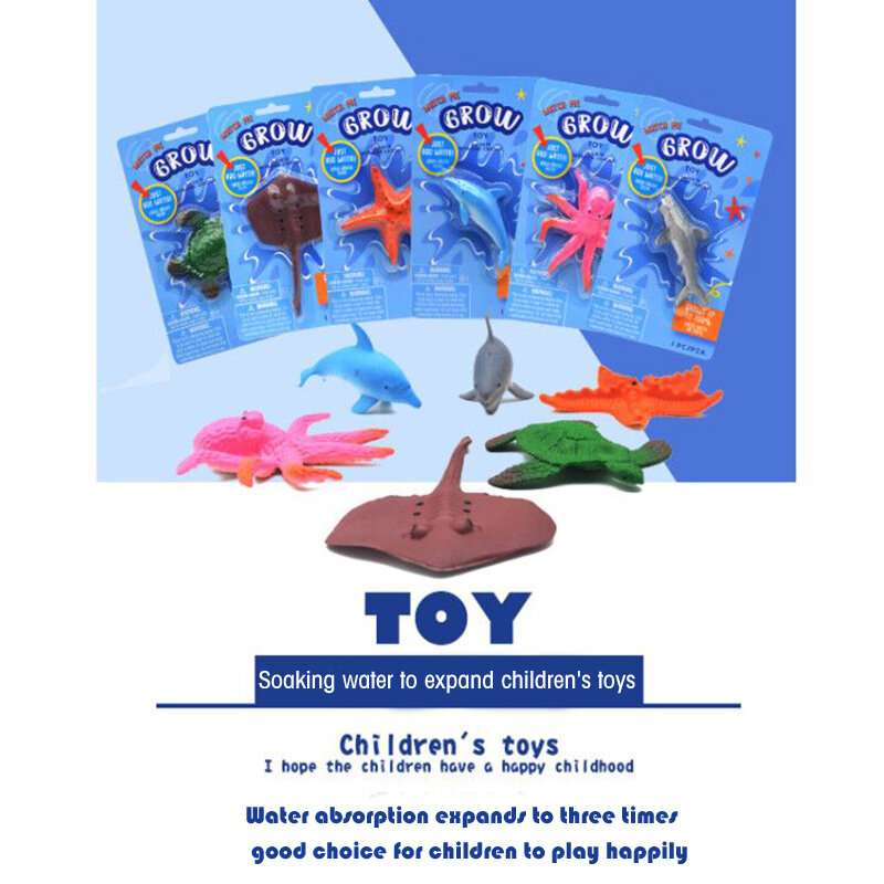 Juguete educativo para niños, juguete que se expande en el agua, simulación de océano, tiburón, Delfín, pulpo, dinosaurio