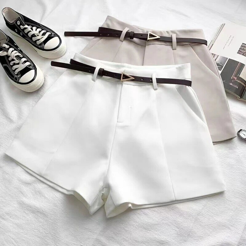 ITOOLIN casualowe krótkie, eleganckie, biurowe szorty z paskiem w stylu Vintage z szorty damskie damskie spodnie wiosenne lato