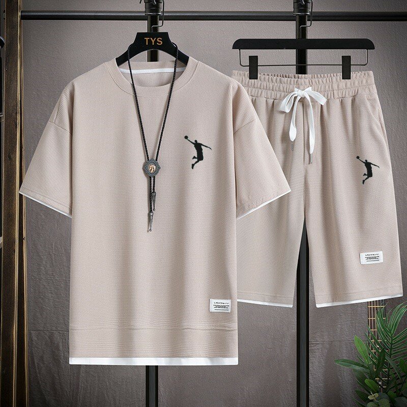 2024 New Summer New Mens Tracksuit Linen Fabric T-shirt And Shorts Two Piece Set Men Sports Suit Fashion Breathable Sets