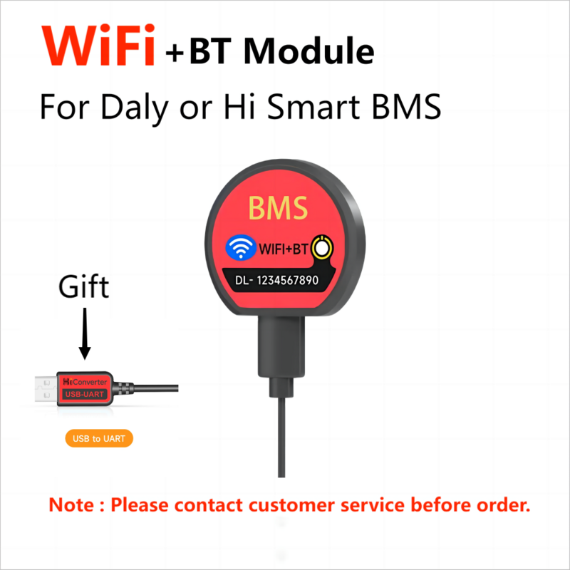 Hibms Smart BMS Zubehör WLAN Bluetooth-Modul für Daly Hi Smart BMS USB zu RS485 zu Uart Power Dispaly Board