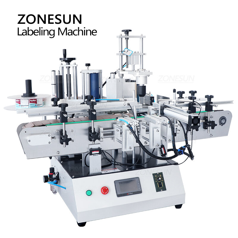 Zonesun ZS-TB550ラウンド用自動ラベリングマシン不規則な六角形ボトルジャープラスチックガラス包装ライン