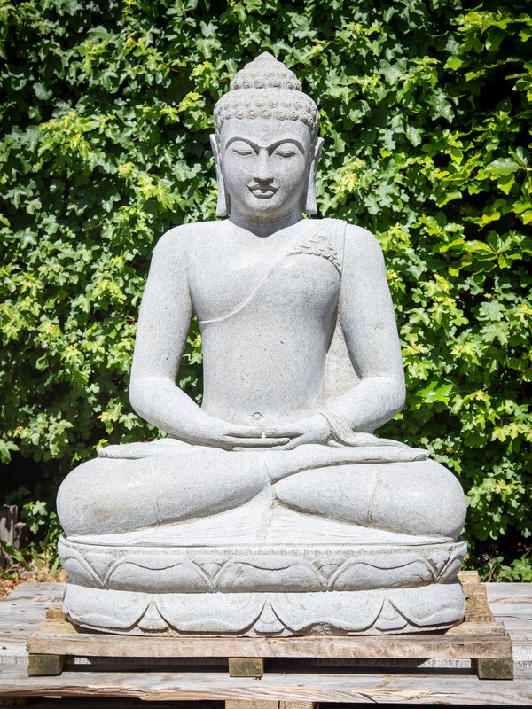 Estatua de piedra de botón personalizada, estatua de Buda de granito, decoración del hogar al aire libre, venta al por mayor