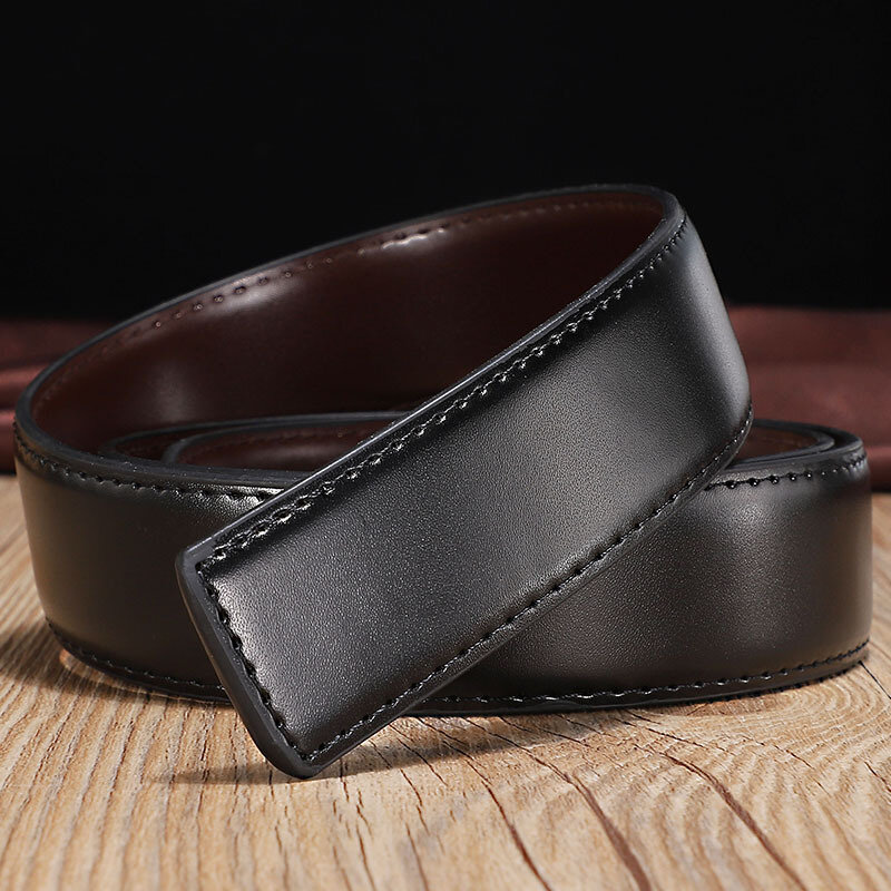 Multi-size Genuine Leather Mens Belt Two-layer Cowhide Double-sided Available Without Buckle Pin Buckle Belt for Men