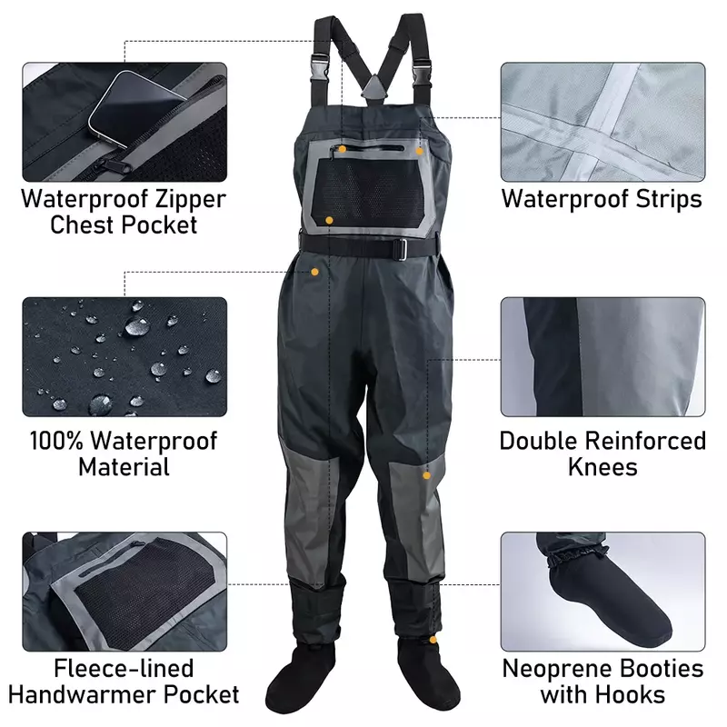 Goture Fly Fishing Waders S M L XL XXL Size Durable Comfortable Breathable Stocking Foot Chest Wader for Men and Women