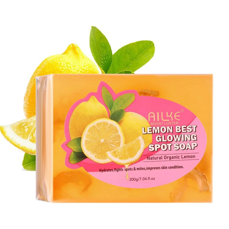 AILKE Natural Lemon Soap, Brightening Bar, Improves Dull Skin, Gentle Clean, Oil Control, Radiant Skin for Face and Body
