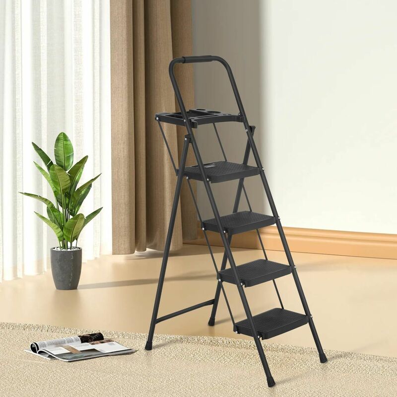 Folding 4-step ladder portable steel footstool Bandwidth non-slip pedal 330 lbs-