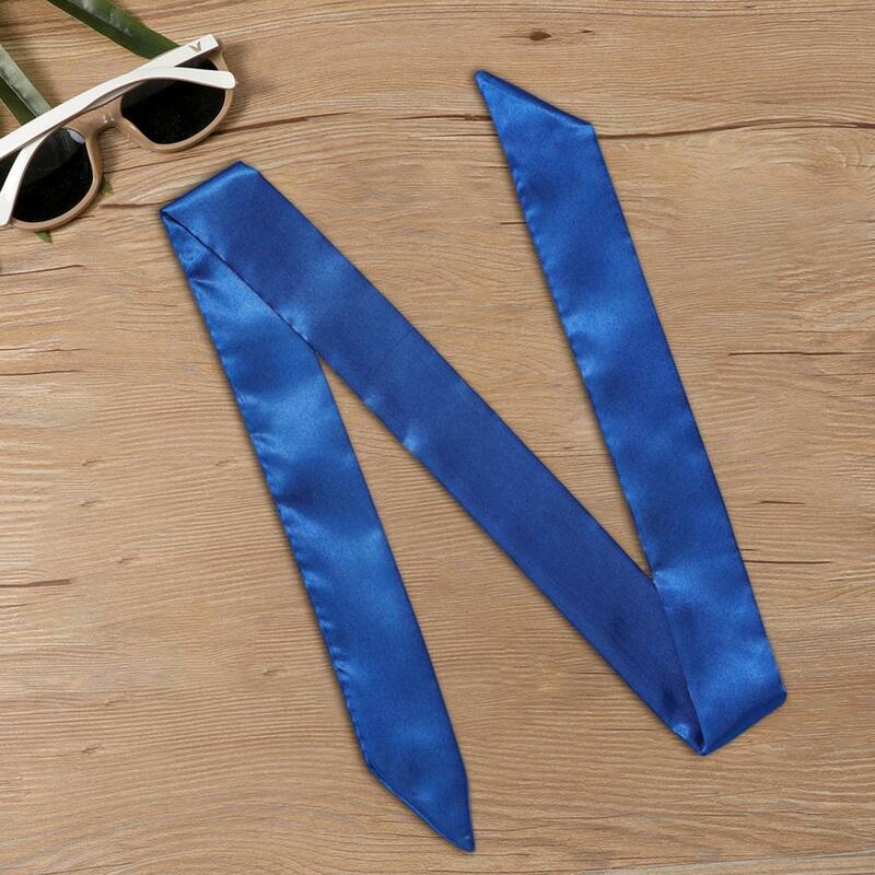 New Long Bag Scarf Women Hair Band Lady Accessories Solid Skinny Scarves Headband Satin Ribbon Neck Tie Decorative Bag Scarves