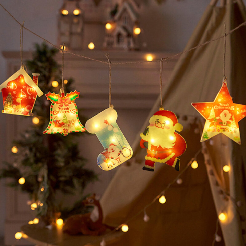 Weihnachten führte Licht Schneeflocke Santa Claus Fenster hängen Lichter Weihnachten Neujahr Fenster Hochzeits feier Dekoration
