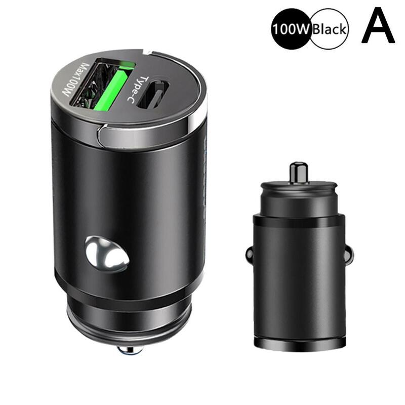 100W Mini Car Charger Lighter Fast Charging For IPhone QC3.0 Mini PD USB Type C Car Phone Charger For Xiaomi For Huawei