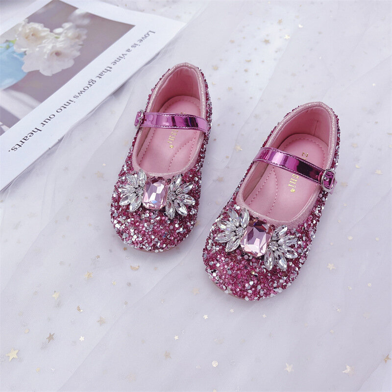 Girls Crystal Shoes Spring Princess Shoes Shiny Baby Leather Shoes Fashion Soft Sole Single Shoes zapatos niña обувь для девочек