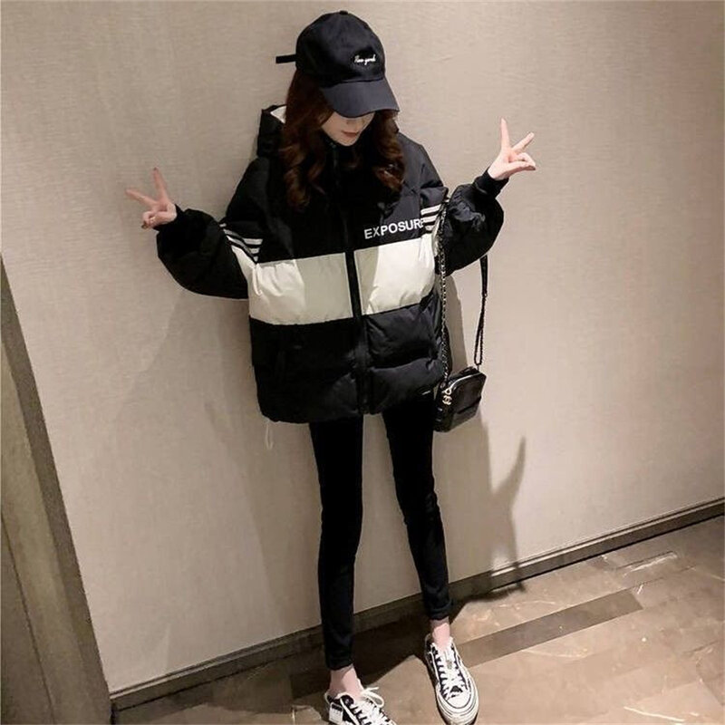 Down Cotton Coat Women's New Korean Version Lightweight Loose Hooded Short and Thickened Breadsuit