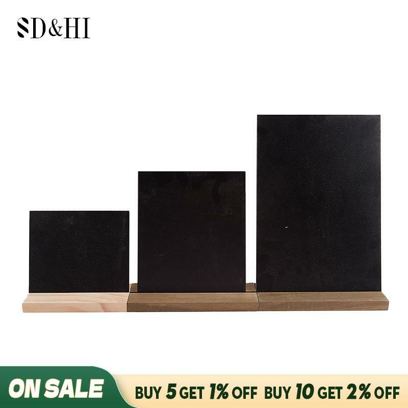 1Pc Message Board Display Sign Wooden Base Price Tag Black Chalkboards Memo Bar 3 Sizes