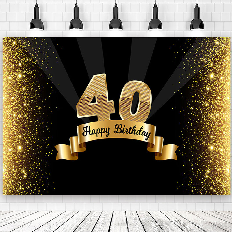 60e Verjaardag Feest Achtergrond Volwassen Decoratie 10-90 Jaar Oude Banner Zwart En Goud Champagne Fotografie Foto Achtergrond